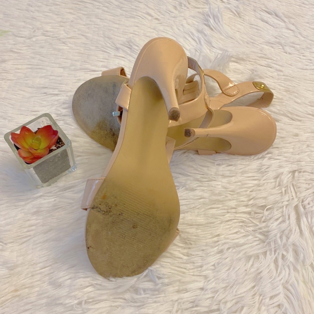 Steve Madden | Reya T-Strap Gold Nude heel women size 8 - Picture 7 of 9